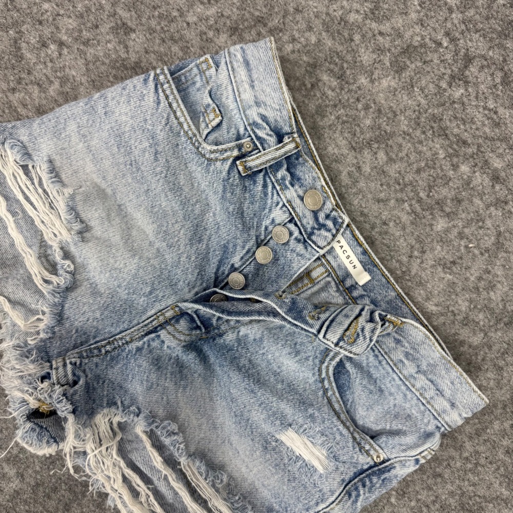 Pacsun Vintage High Rise Ripped Denim Shorts Womens Size 25 90s Y2K Distressed
